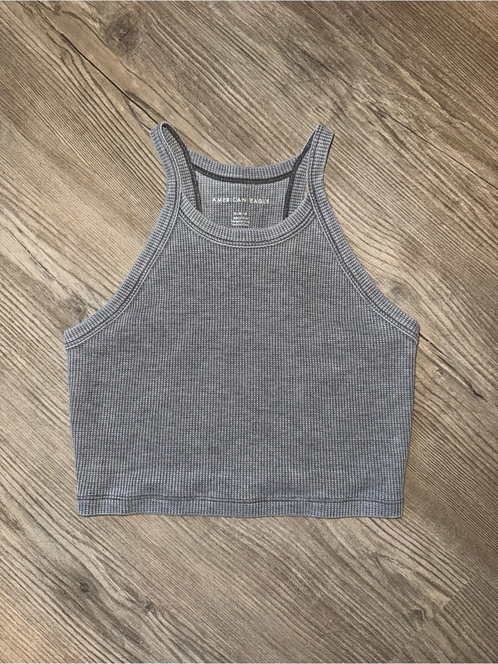 American Eagle Outfitters Charcoal Ribbed Cropped Tank